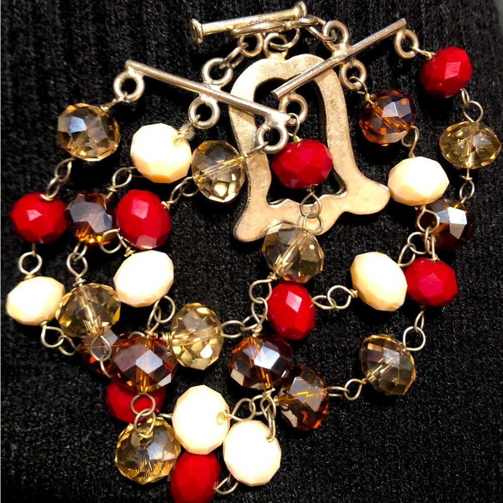 Beautiful beaded silver & crystal bracelet
